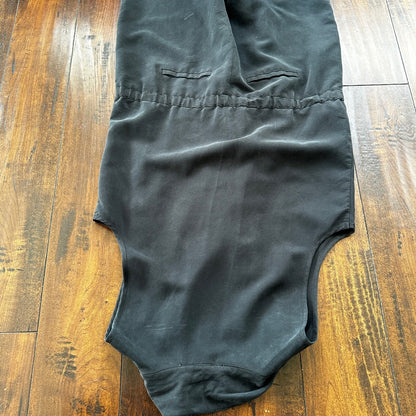 Forever 21 Simple Basic Pattern Romper In White Size L Charcoal Grey/Black