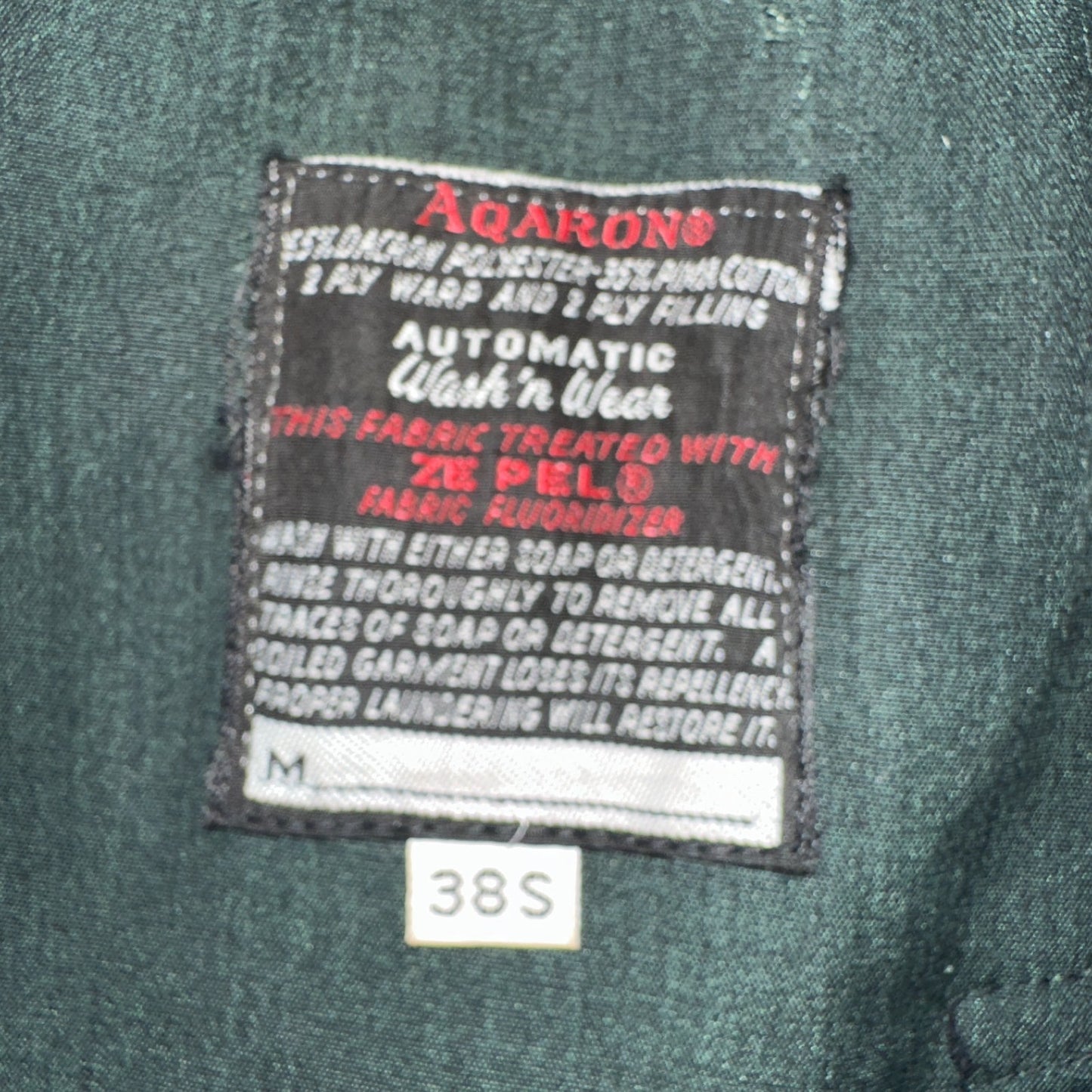 Aqaron Rain Trench Coat Mens 38 Short Green Long Sleeve Button Long Jacket