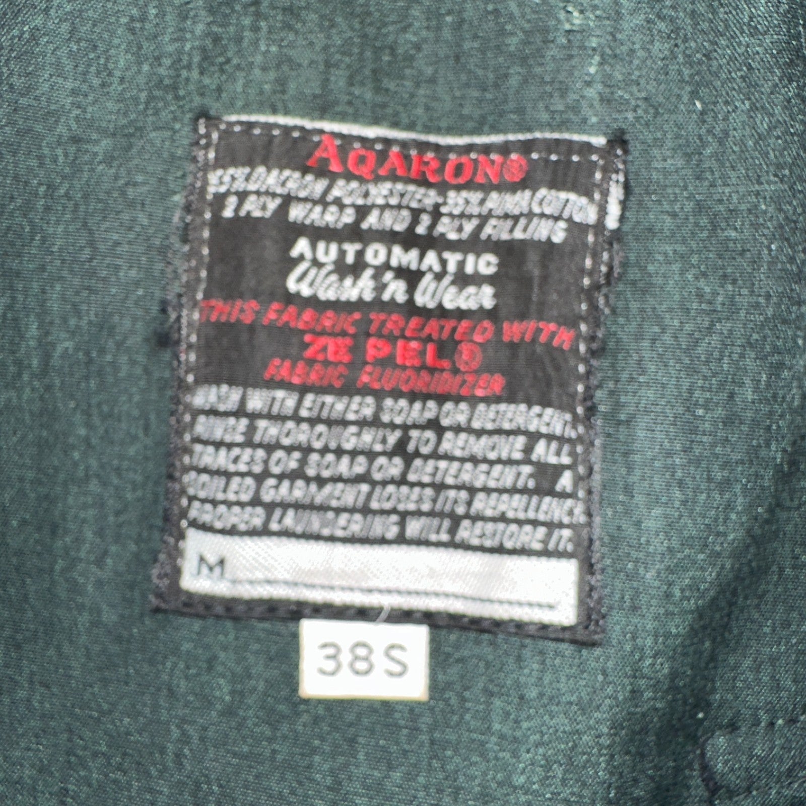 Aqaron Rain Trench Coat Mens 38 Short Green Long Sleeve Button Long Jacket