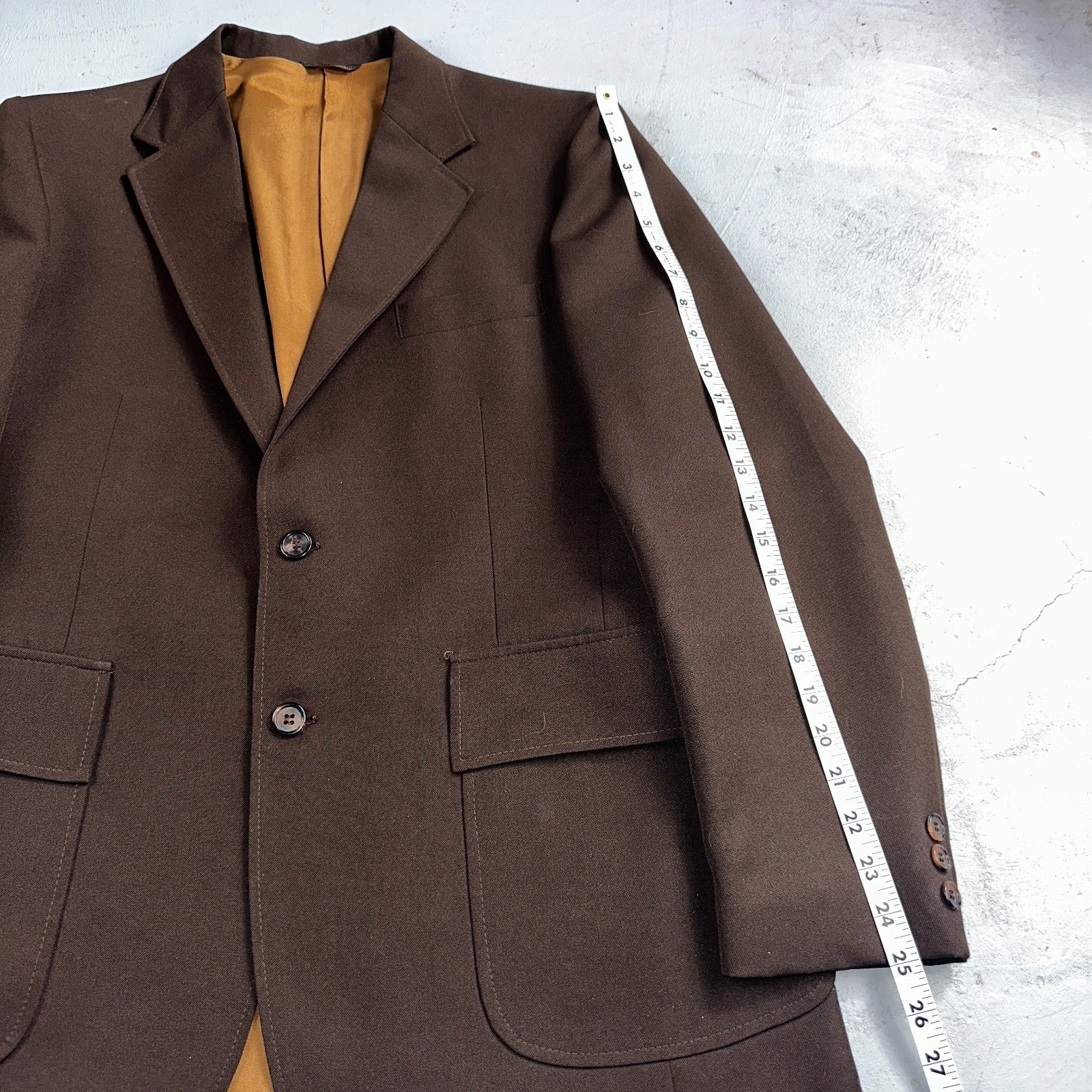 VTG Mens 2 PC Suit 40 Jacket Coat Pants Brown Levis Panatela Polyester 80s