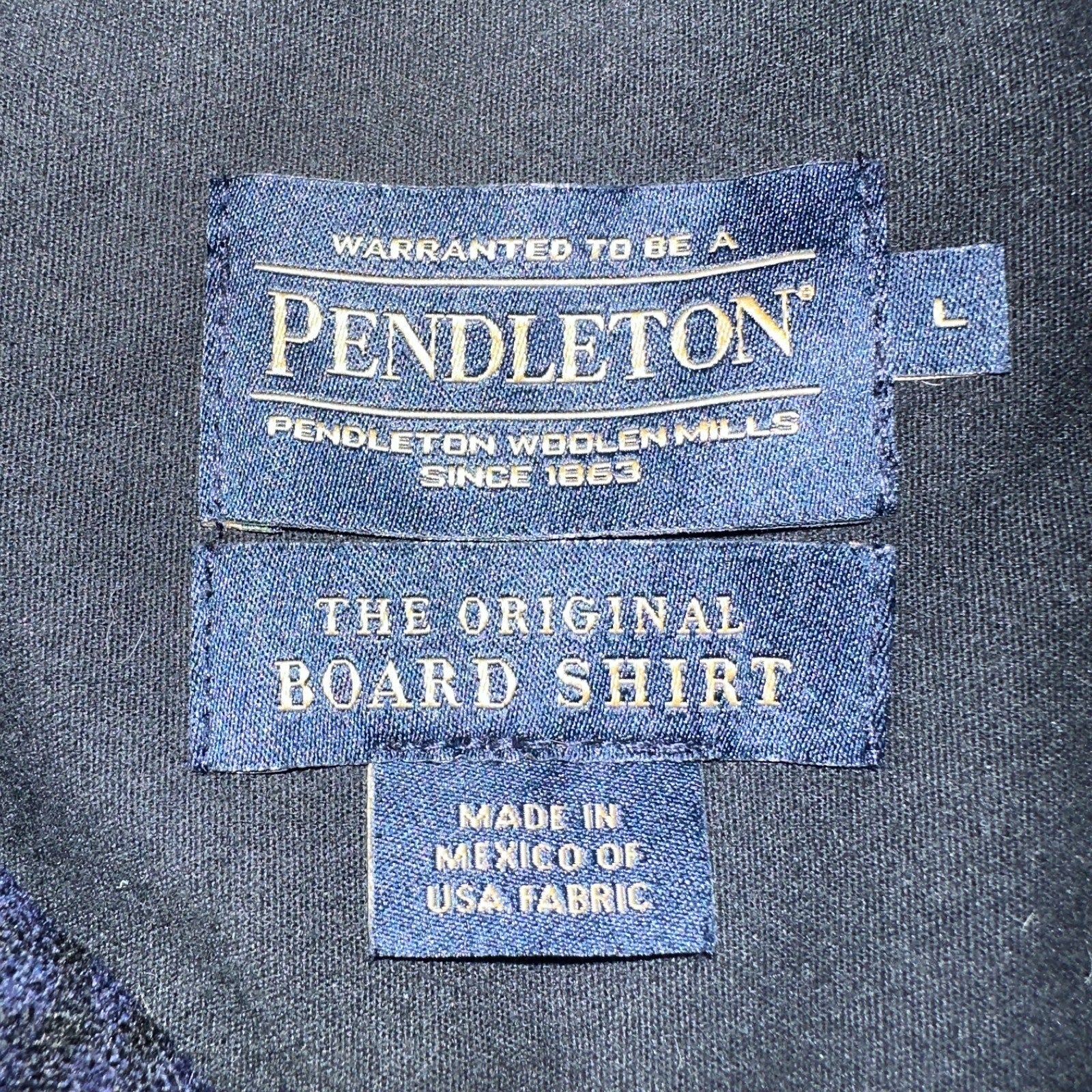 Pendleton Original Board Shirt Mens L Plaid Loop Collar 100% Wool Long Sleeve