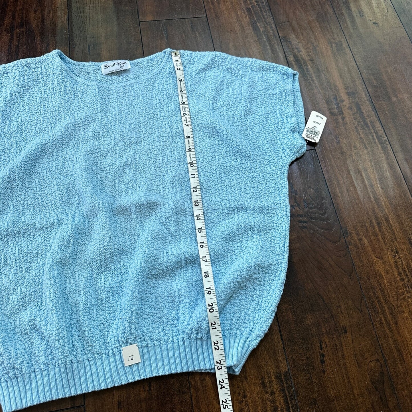 VTG 80s Deadstock South Knit Blue Sweater Vest Cut Shoulder Unisex Tags 1980s