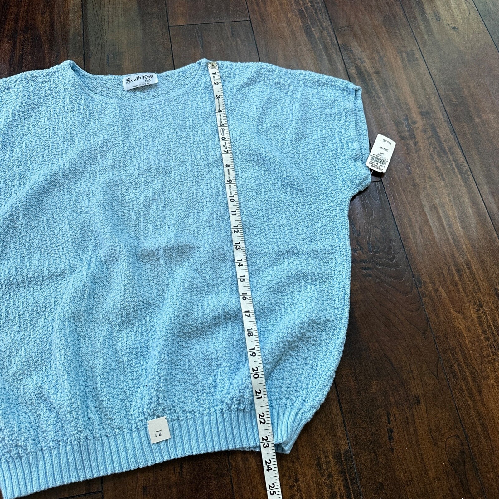 VTG 80s Deadstock South Knit Blue Sweater Vest Cut Shoulder Unisex Tags 1980s