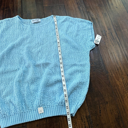 VTG 80s Deadstock South Knit Blue Sweater Vest Cut Shoulder Unisex Tags 1980s