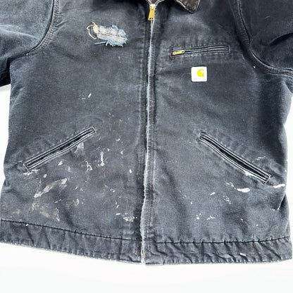 Carhartt VTG Jacket Mens L Tall Black Detroit J001 Blanket Lined USA J97 BLK