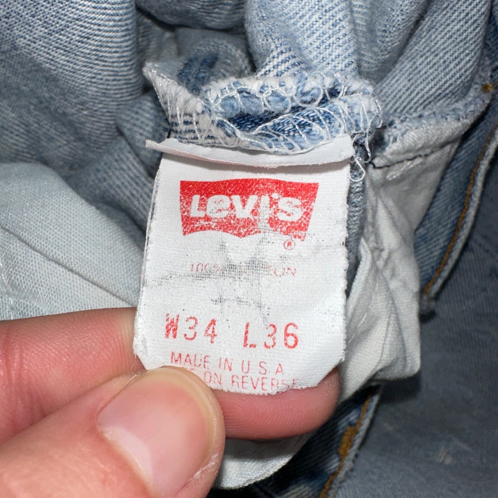 Levis 501 Vintage 90s USA XX Straight Leg Jeans Blue Light Wash 34x36 Act 31x31