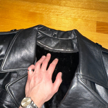 VTG Mens Long Length Vintage Leather Military Duster Custom Made Lined 1980s