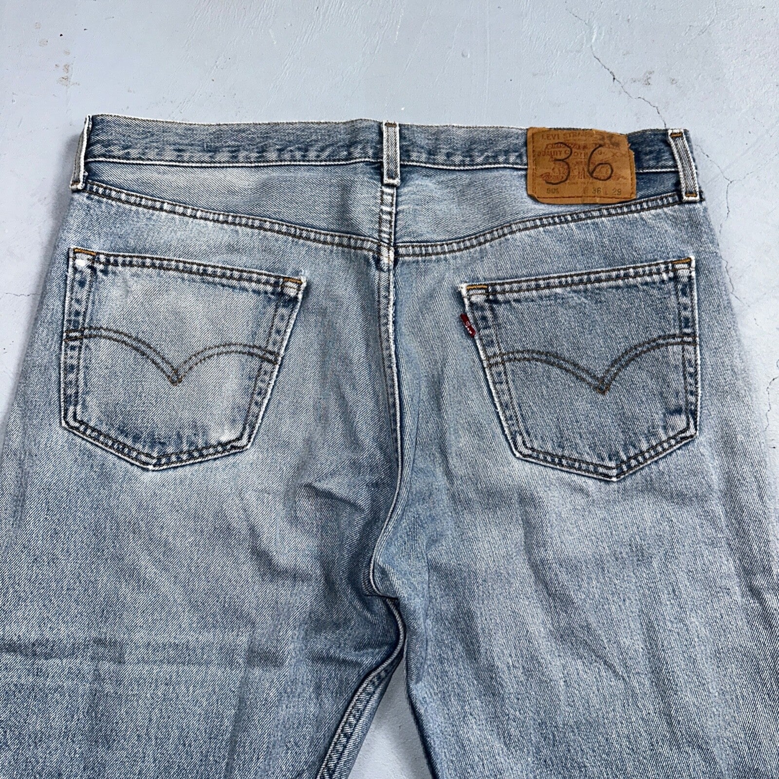 Levis 501 Vintage 90s XX Straight Leg Mexico Jeans 36x29 Light Wash Act 35x28