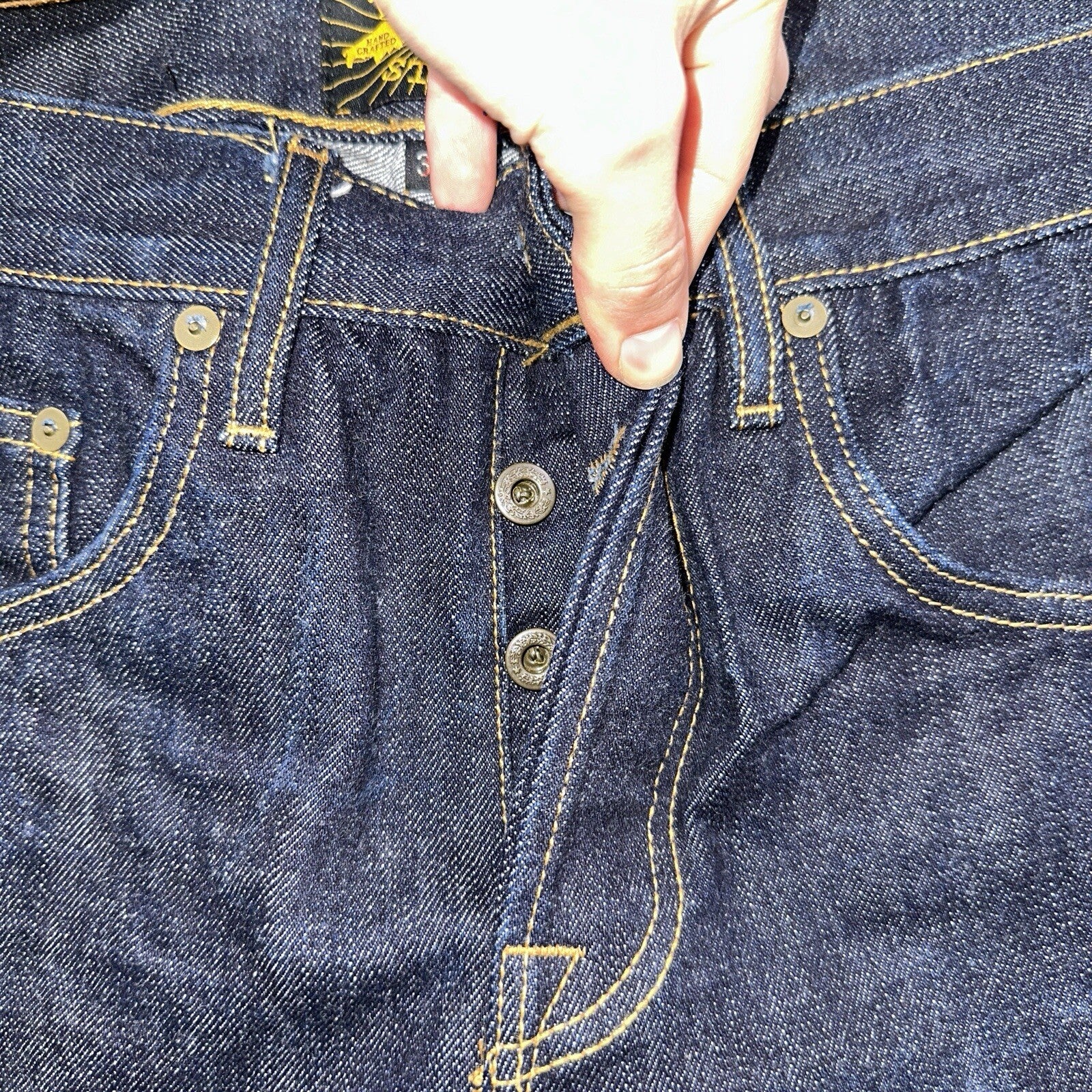 Brave Star Jeans Mens 30x30 Blue Selvedge Cone Denim Dark Wash Button Fly