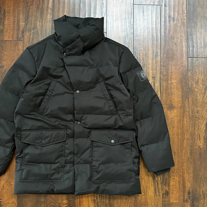 Calvin Klein Mens Down Puffer Jacket Black Large Ski Winter Warm Black Sleek