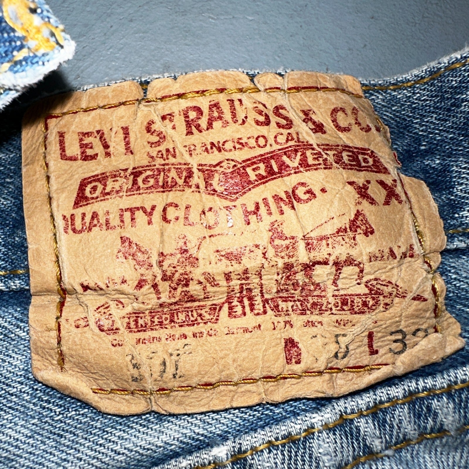 Levis 501 Vintage Y2K XX Straight Leg Jeans 90s Blue Light Wash 38x32 Act 37x30