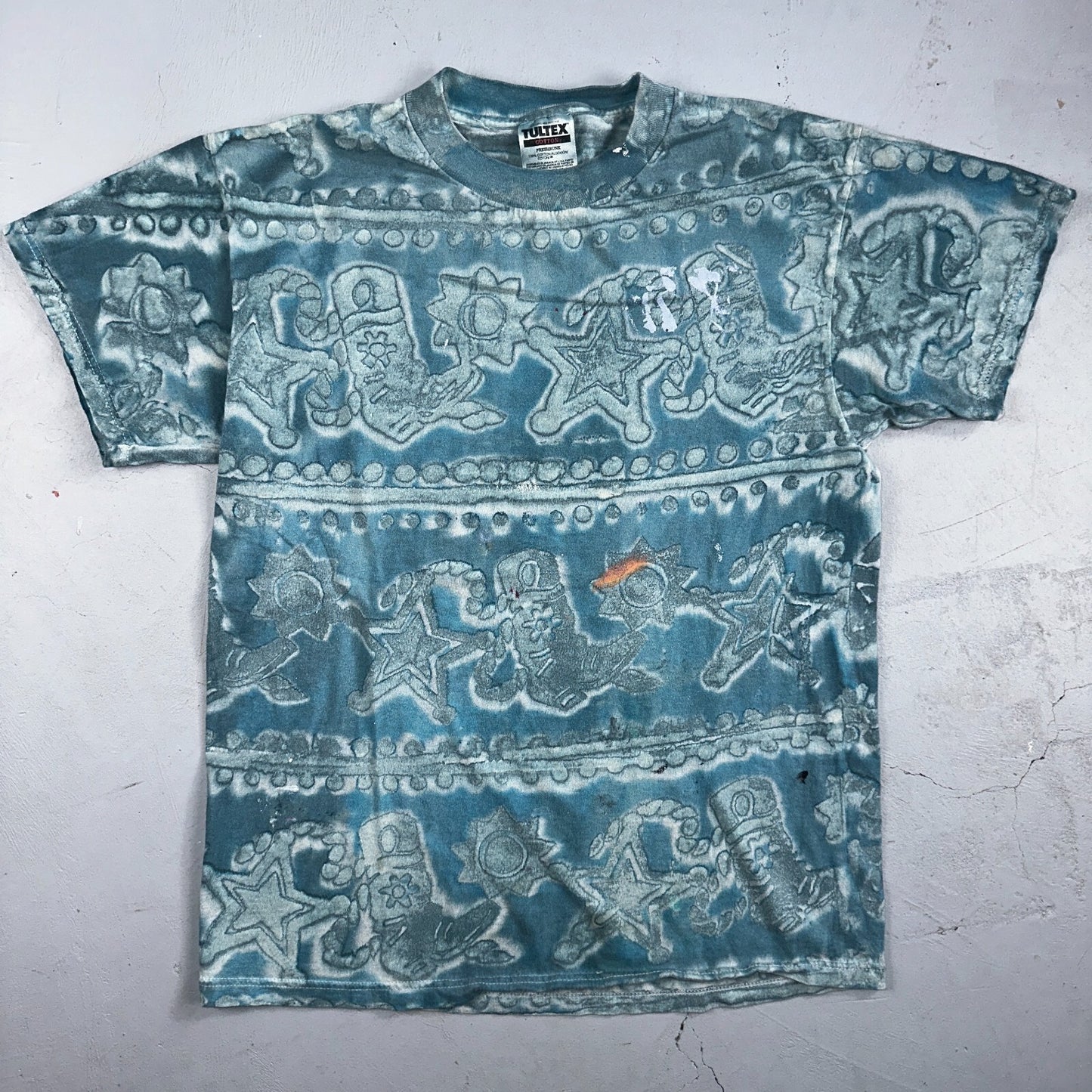 Tultex Tie Dye VTG T Shirt Medium Punk Rock Grunge Thrashed Paint Stained