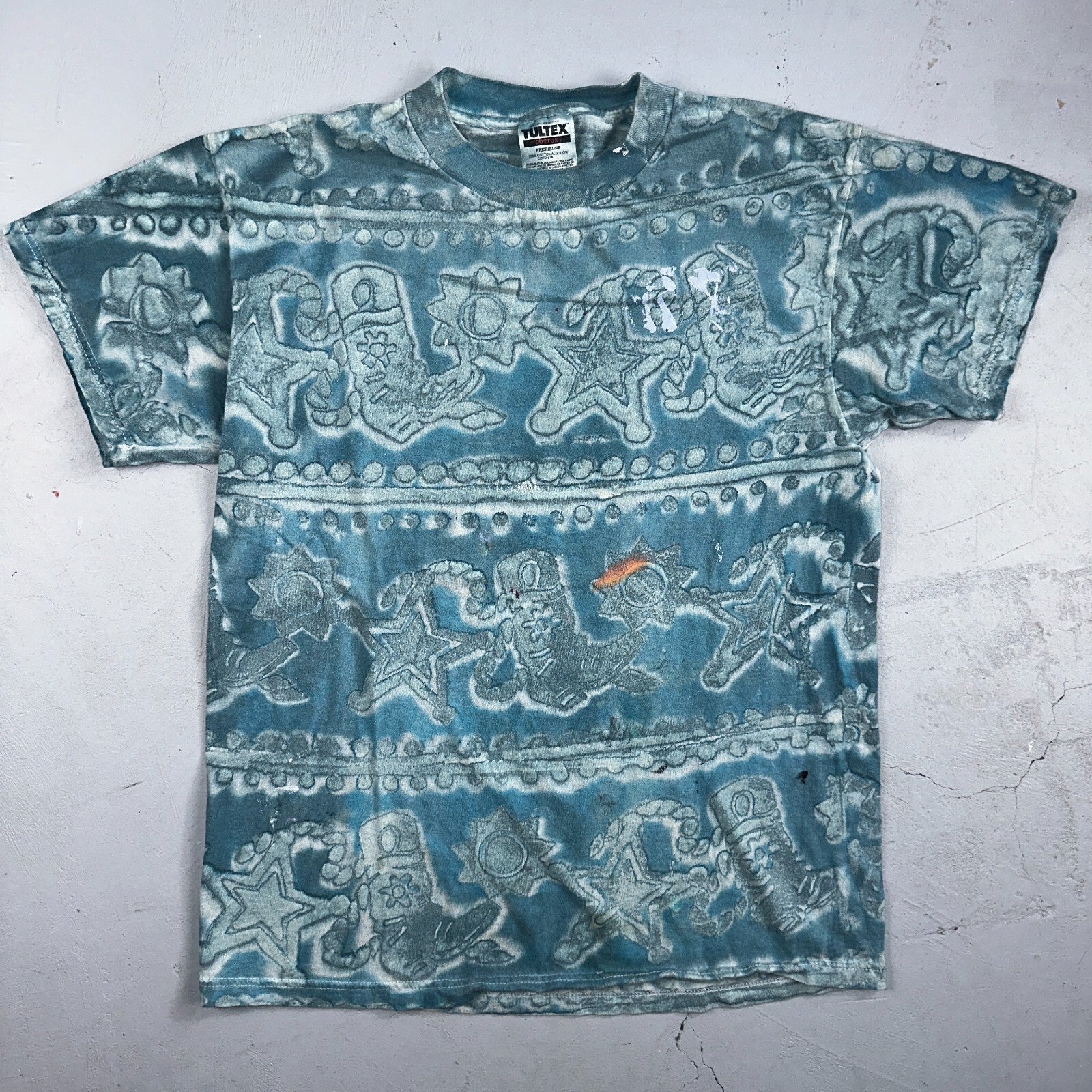Tultex Tie Dye VTG T Shirt Medium Punk Rock Grunge Thrashed Paint Stained