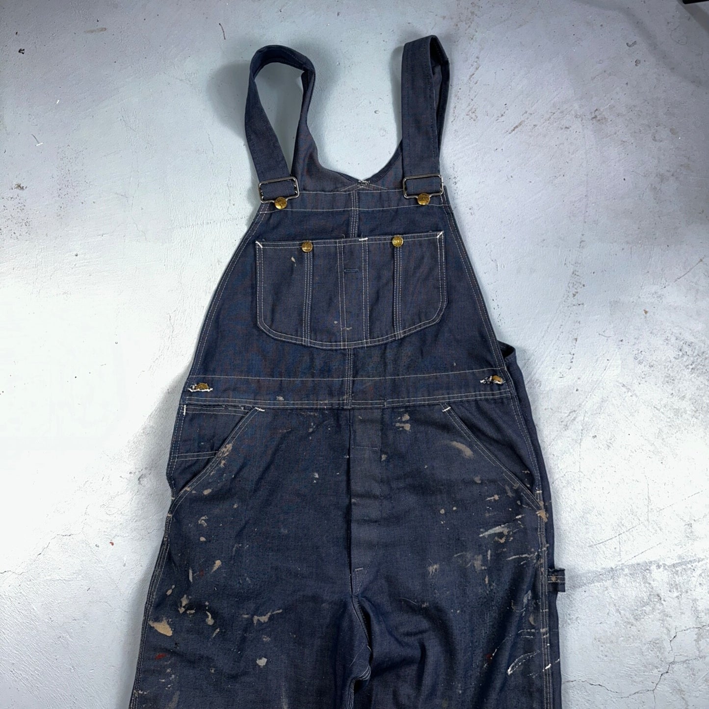 Vintage Sears Sanforized Denim Union Made Blue Jean Bib Overalls 36x28 60s