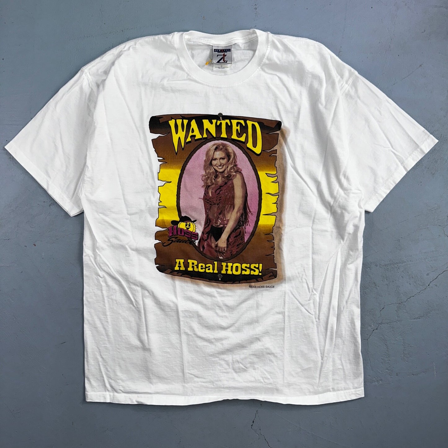 Wanted Real Hoss Sauce VTG T Shirt Hot Girl Cute Blonde Model Y2K 2000 Grunge