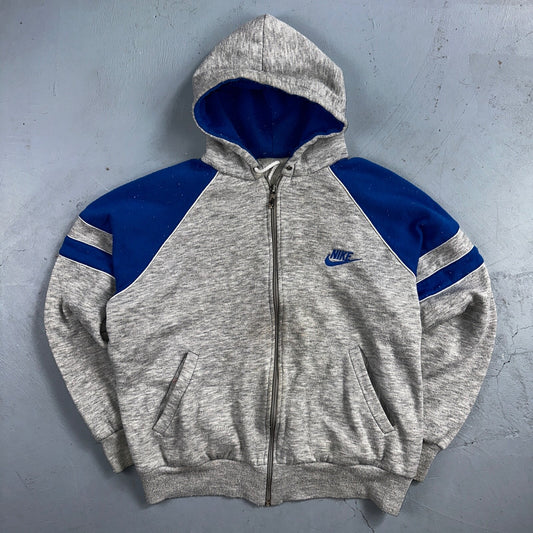 Nike Vintage 80s Colorblock Gray & Blue Full Zip Hoodie Blue Label Cut Tag