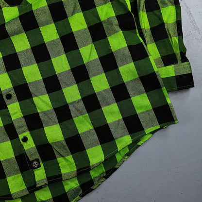 Demons Behind Me Men's Long Sleeve Button-Up Flannel Shirt Green/Black Size 5XL