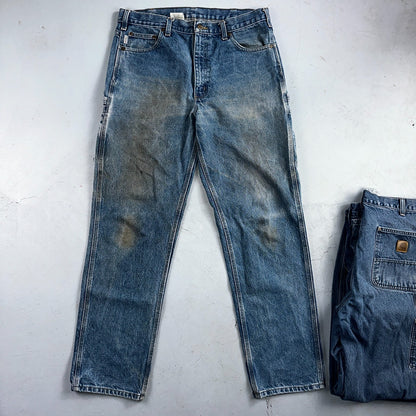 Carhartt B171 B13 DST Carpenter Jeans Relaxed Faded Pants 36x34 Lot of 3