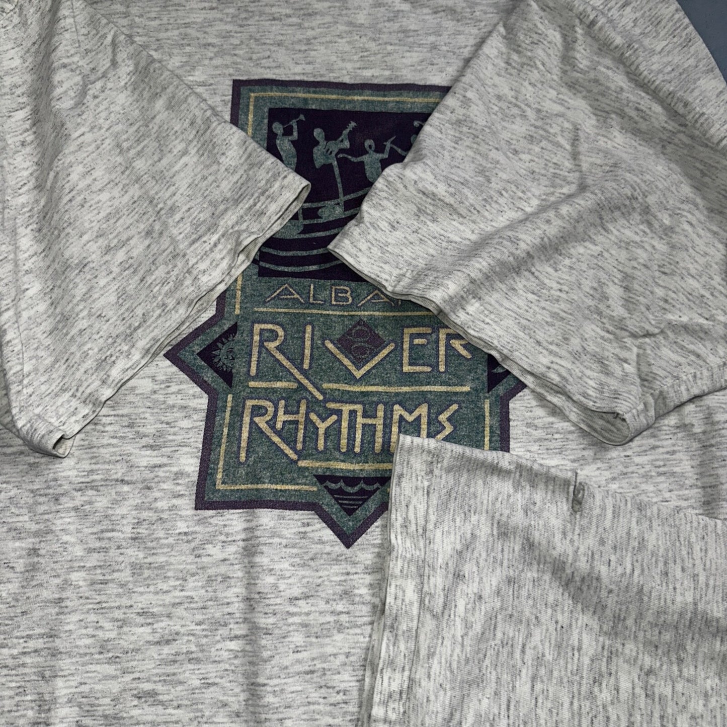 Oneita Albany River Rhythms Music VTG T Shirt Band 90s Single Stitch Gray Jazz