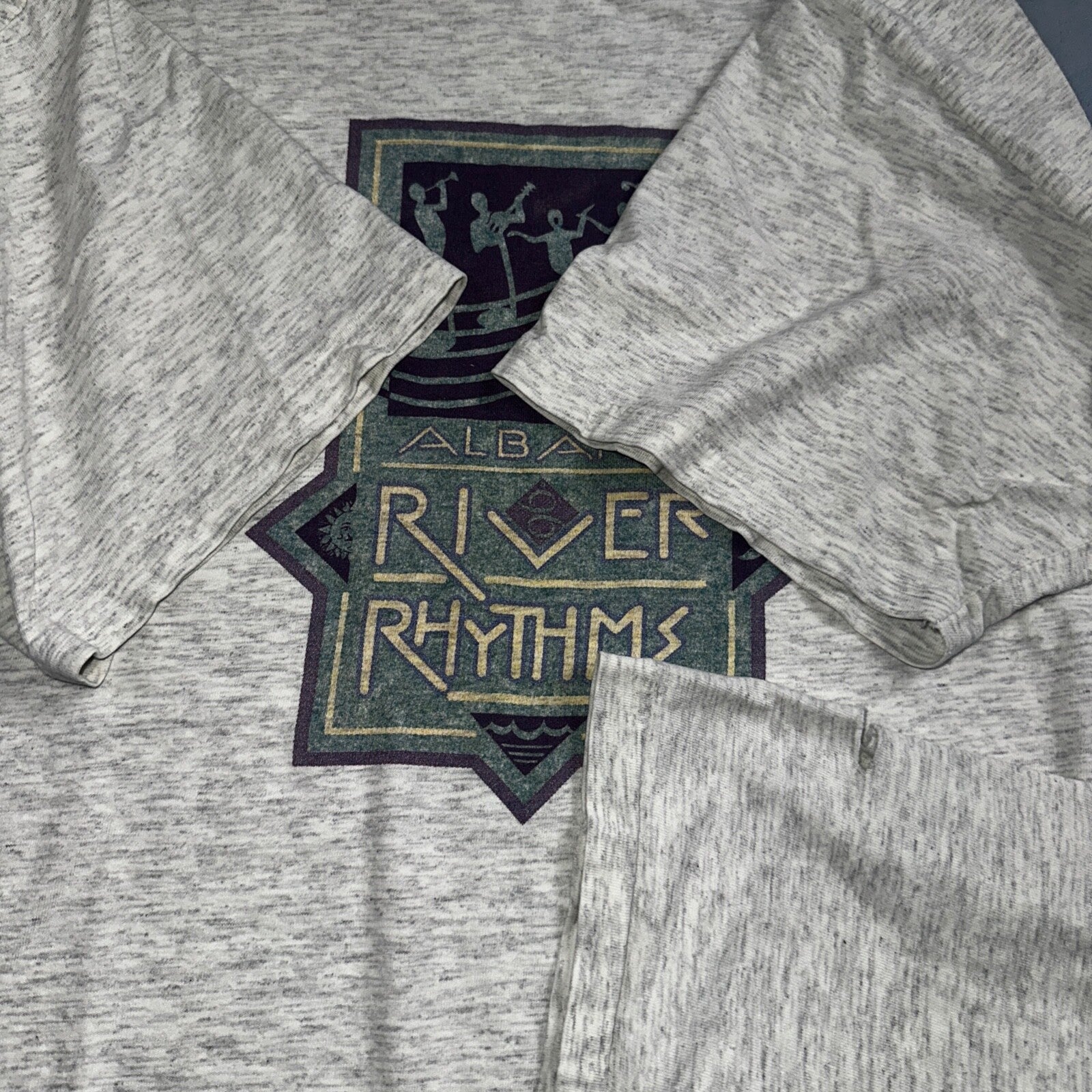 Oneita Albany River Rhythms Music VTG T Shirt Band 90s Single Stitch Gray Jazz