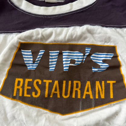 VIPs Restaurant 1970s Vintage T Shirt 70s #1 Rockabilly Cool Single Stitch Crop