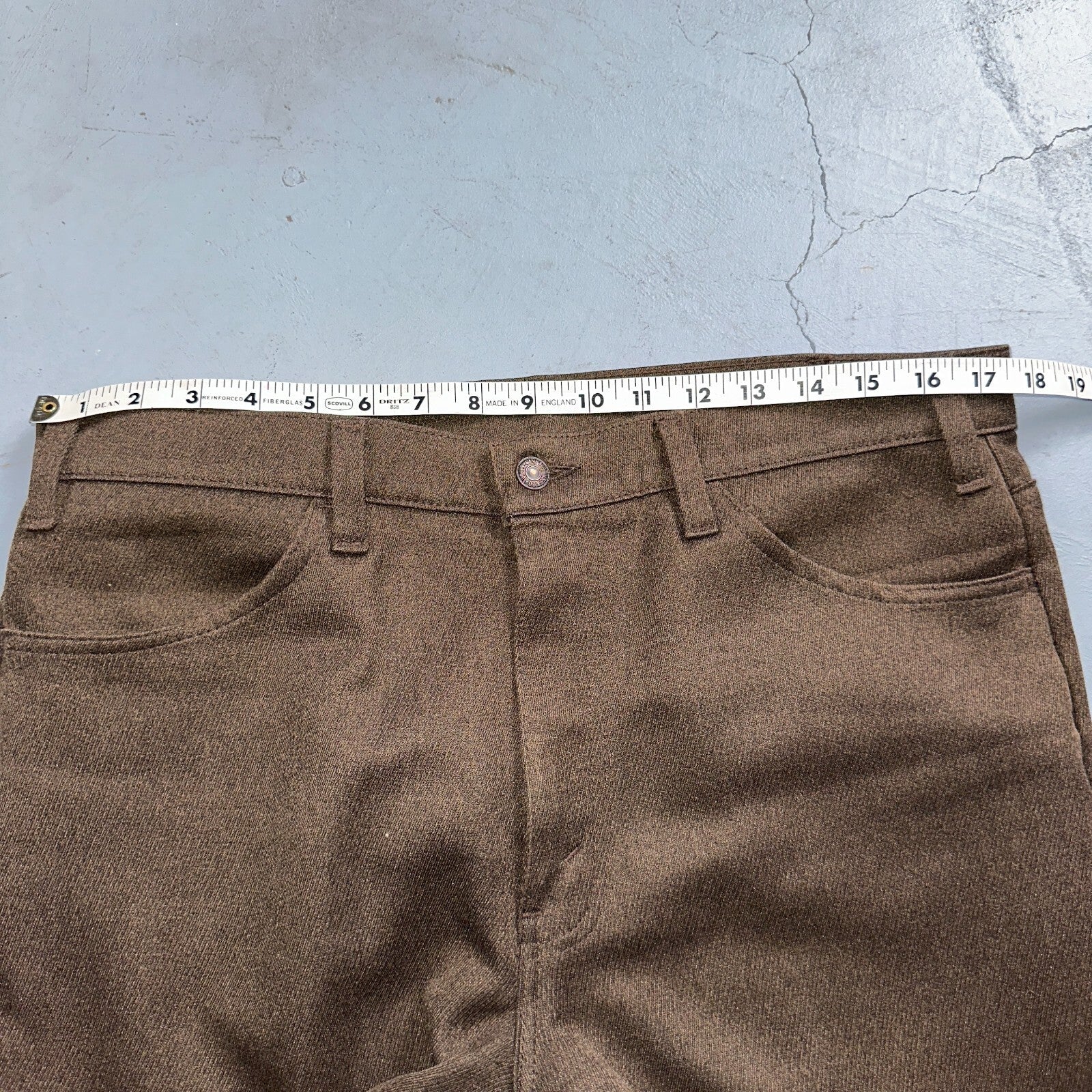 Levis 70s USA 517 36x30 Bootcut Pants Brown Polyester Slacks Vintage 35x30