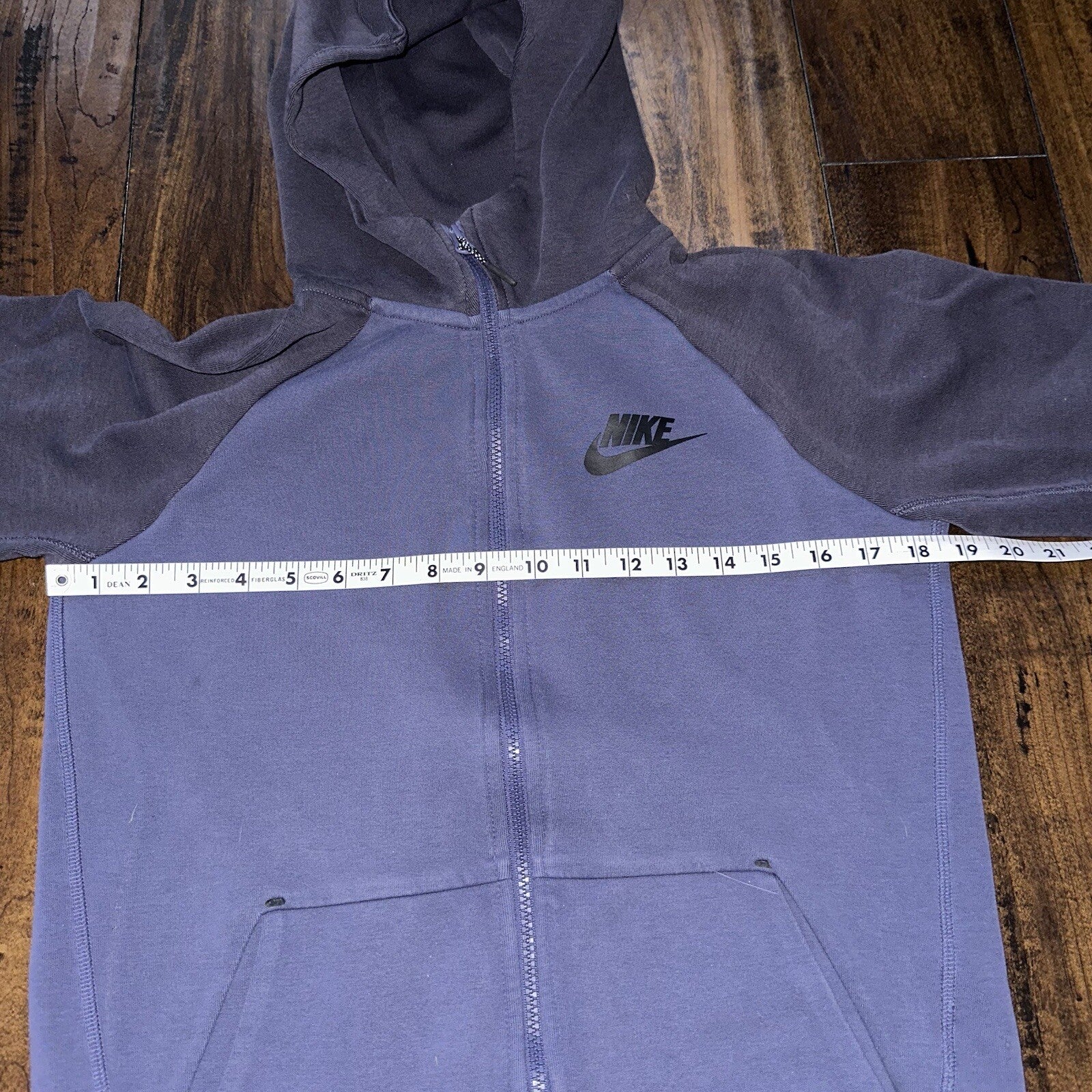 Nike Tech Womens Blue Zip Up Hoodie Large Navy Gym Sports Tight