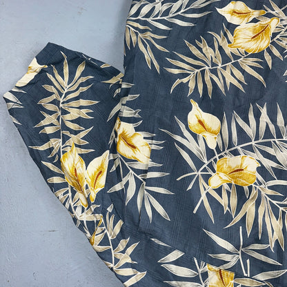 Tommy Bahama Shirt Mens Large Silk Blue Loop Collar Camp Short Sleeve Hawaiian