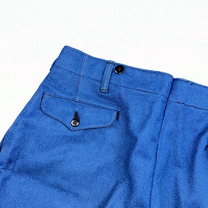VTG Wool Trousers Pants Sz 31x31 1940s WWII Button Fly Wide Leg Dress Suit Blue