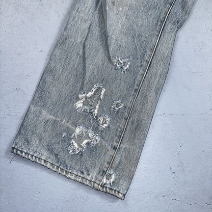 Levis 501 Vintage 80s Redline Selvedge USA XX Jeans Light Wash 36x31 Act 33x28