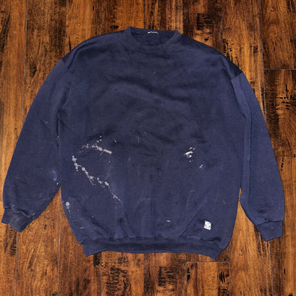 Navy Blue Sweatshirt Workout Crewneck 90s Y2K Vintage Gym Thrashed 2XL