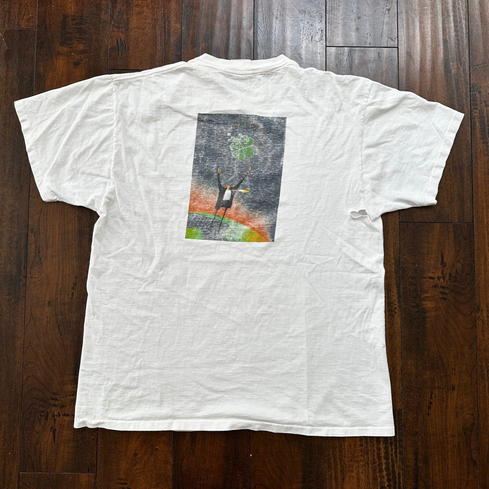 Shamrock Computer PC Vintage T Shirt Oneita 90s Thrashed WWE Sports Earth Music