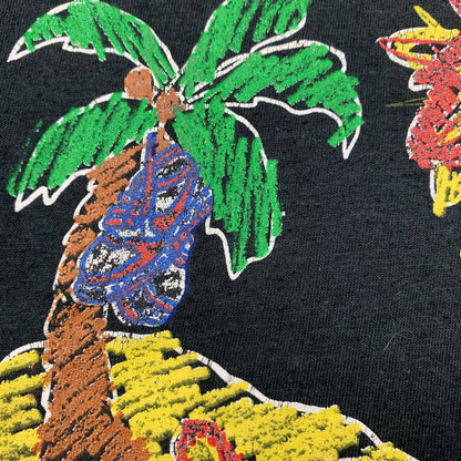 Nike Vintage T Shirt Mens Palm Tree Beach Sandals Florida Beach Summer 80s Black