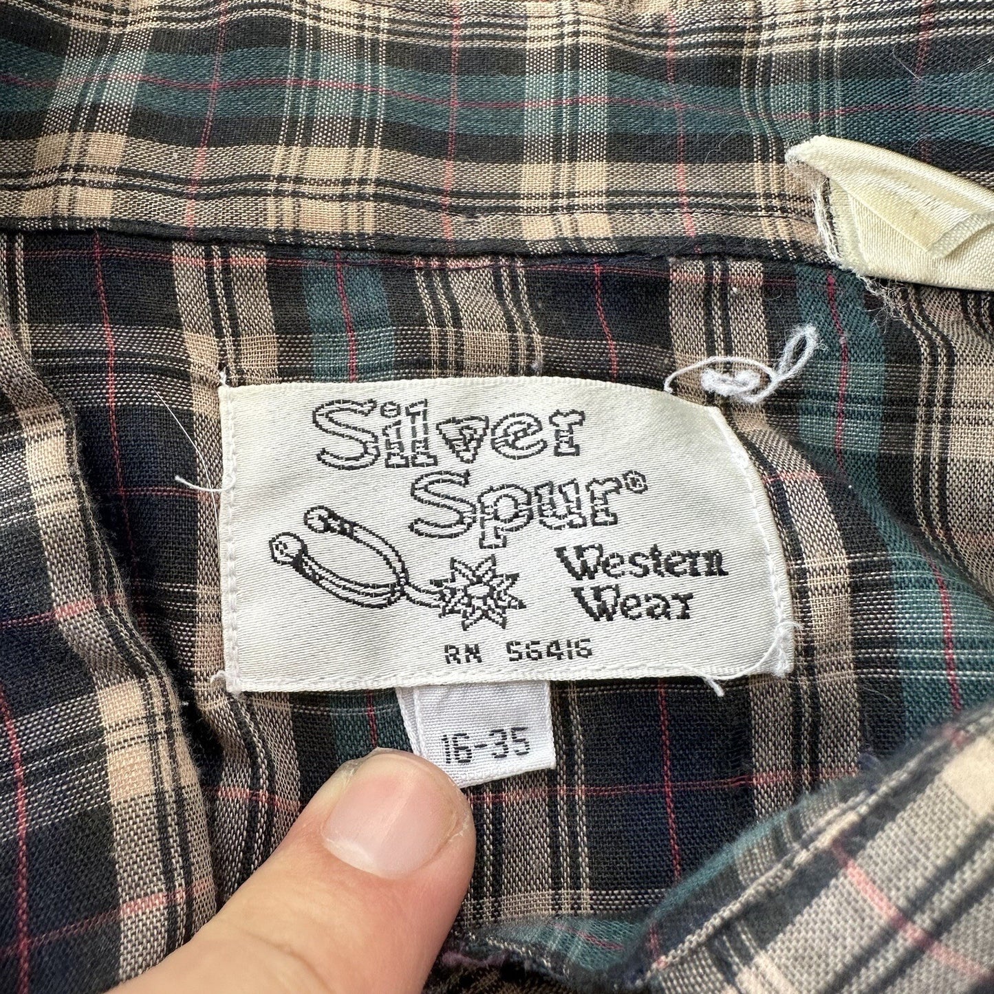 Silver Spur Men's Western Plaid Long Sleeve Shirt Pearl Snaps 16/35 Vtg 80s 90s