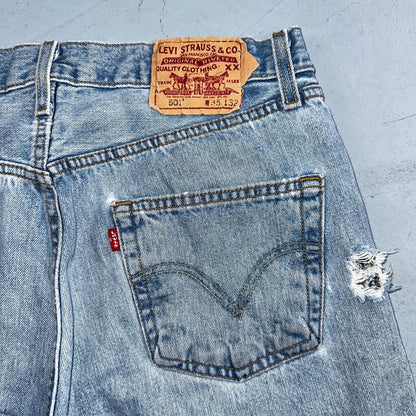 Levis 501 Vintage Y2K 90s XX Straight Leg Jeans Blue Light Wash 35x32 Act 32x29