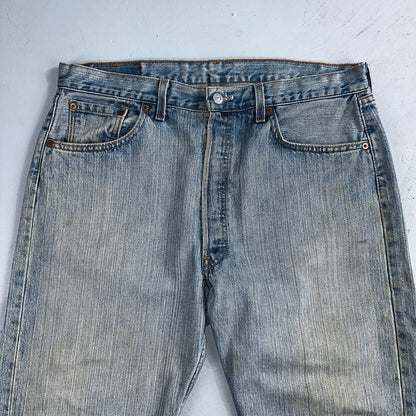 Levis 501 Vintage 90s USA XX Straight Leg Jeans Blue Light Wash 38x32 Act 36x32
