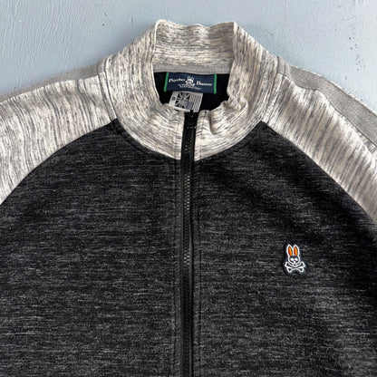 Psycho Bunny Jacket Mens 8 Black & Gray Full Zip Casual Logo Sweater