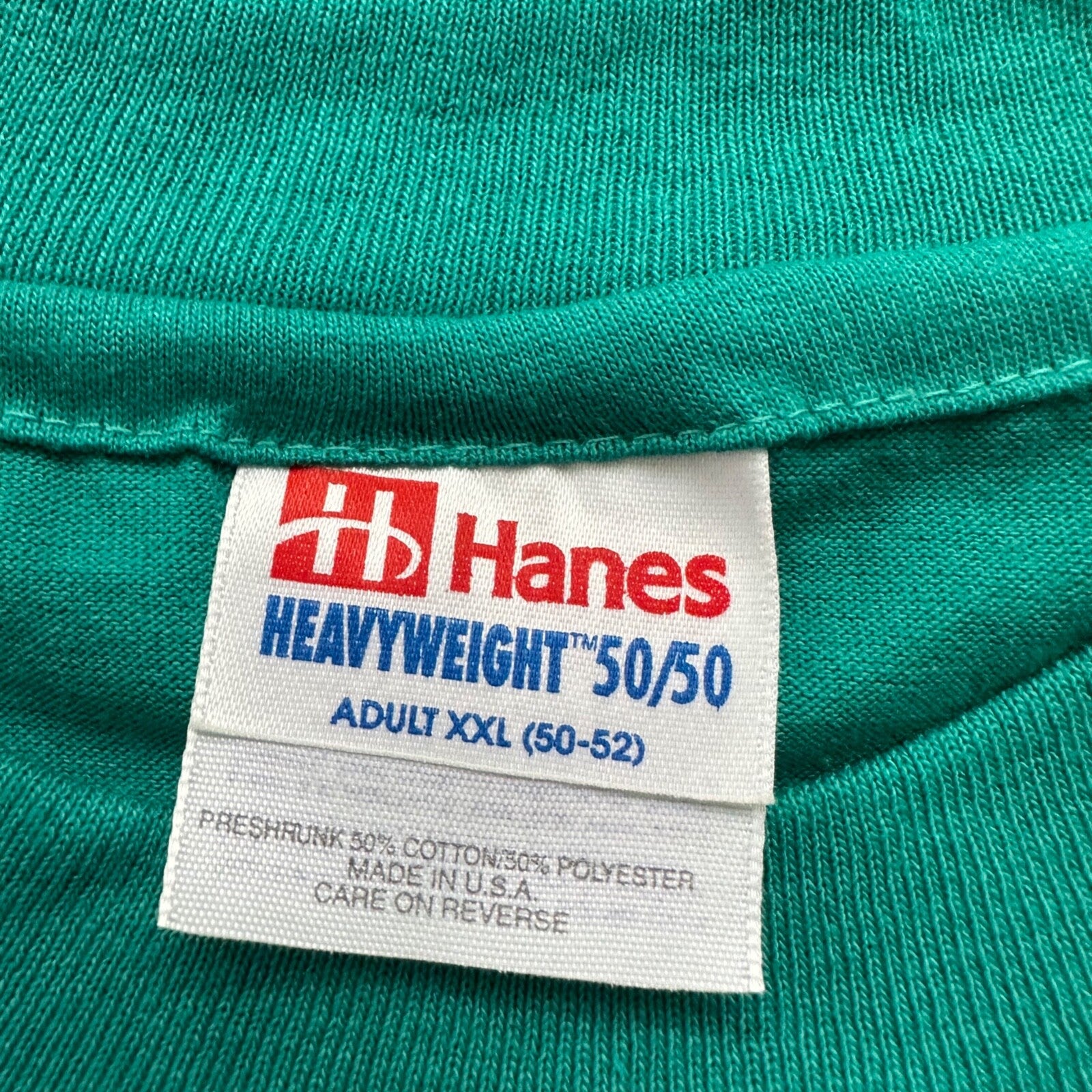 Health Works Gym Single Stitch XXL Vintage T Shirt Apple Big Cool Green Hanes