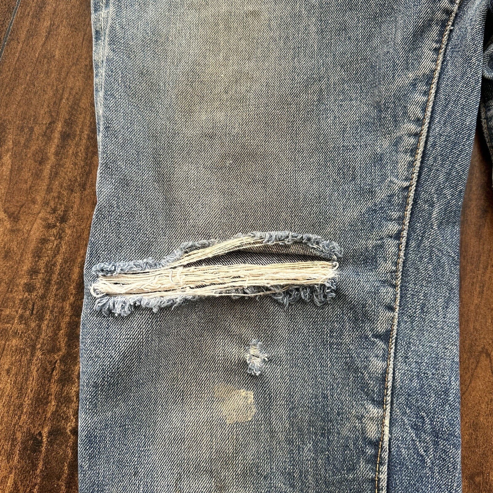 Levis 501 XX Big E True Vintage 60s Redline THRASHED Denim Jeans 1960s 27x26