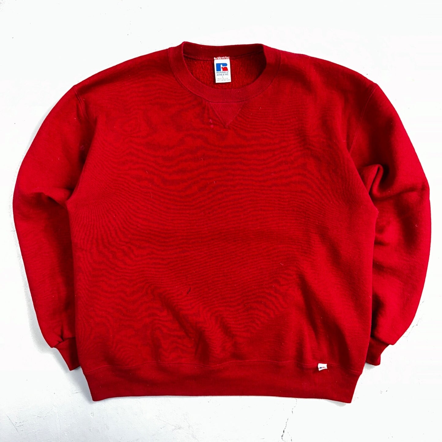 Russell Athletic USA L Sweatshirt 90s VTG Crewneck Red Basic Blank Essential