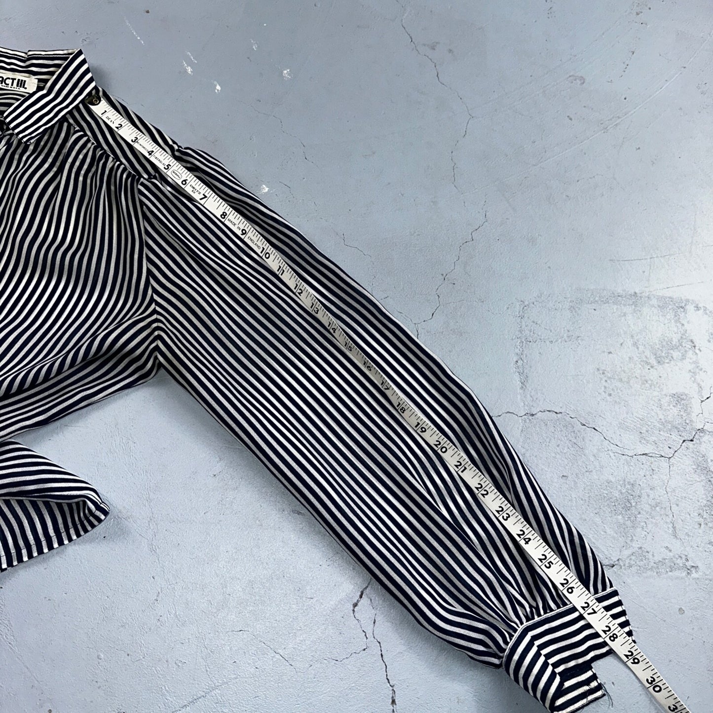 Vintage 1980s Act III Striped Check Blue White Coquette Romantic Shirt US Button