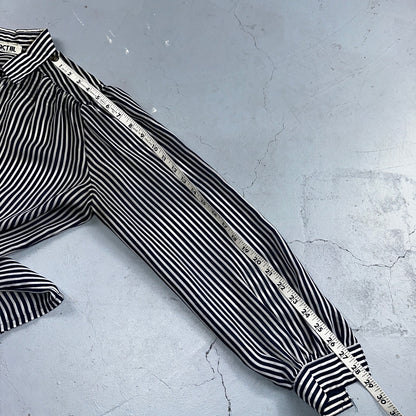 Vintage 1980s Act III Striped Check Blue White Coquette Romantic Shirt US Button