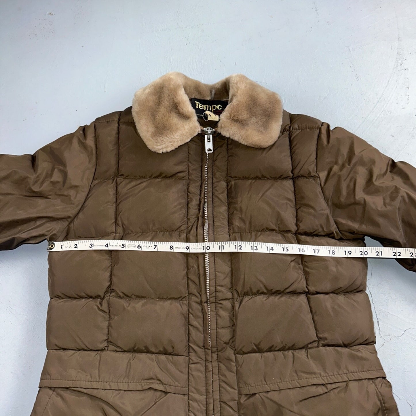 Vintage Tempco Goose Down Insulated Puffer Jacket Brown Size 14 USA 1970s 70s