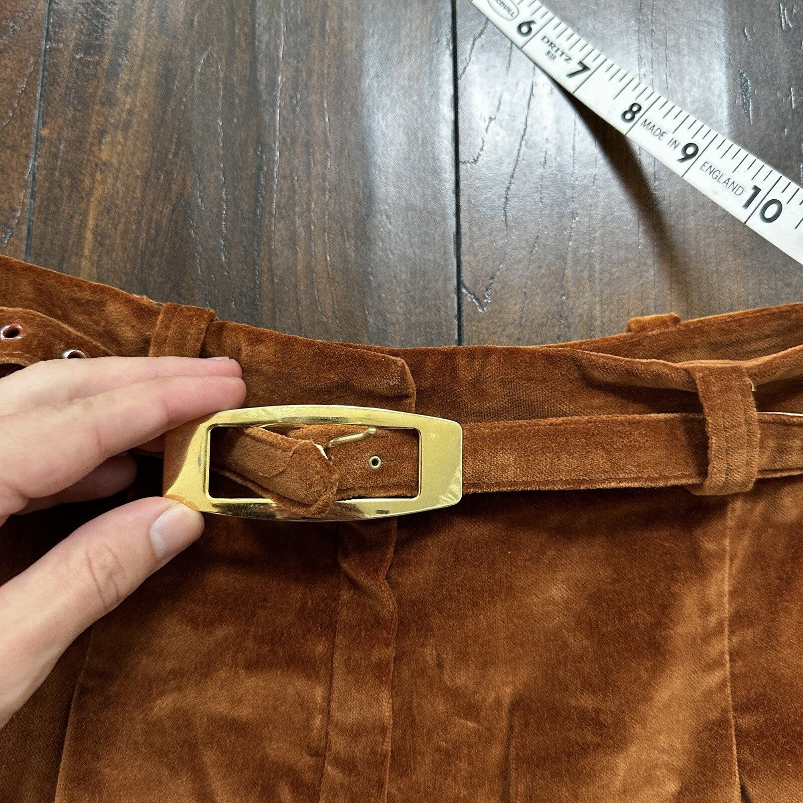 VTG Alpaq California 1970s Pants 26x31 Brown Velour High Waist Flair Rockabilly