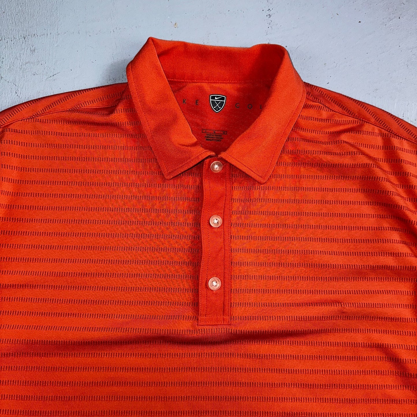 Nike Golf Dri Fit Orange Striped Polo Shirt L Large Vintage Style Sports