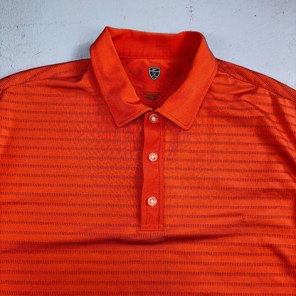 Nike Golf Dri Fit Orange Striped Polo Shirt L Large Vintage Style Sports