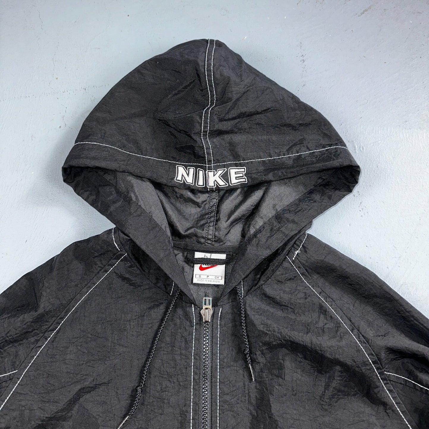 Nike 90s Vintage Track Jacket Mens Small Basketball Jordan Big Spell Out Nylon