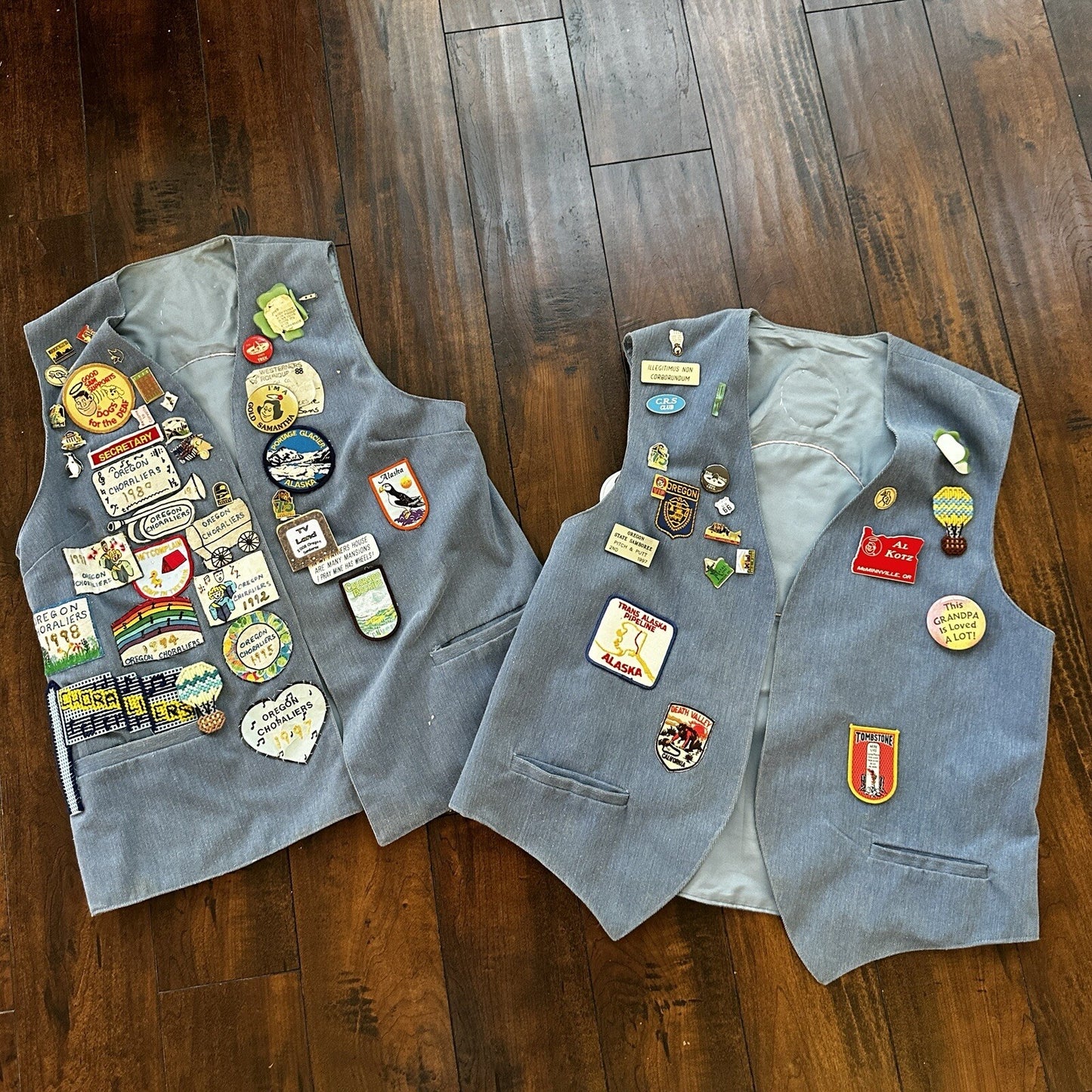 Vintage Rockabilly Patchwork Vest Lot Pins 2 Patches Rare Oregon McMinnville PDX