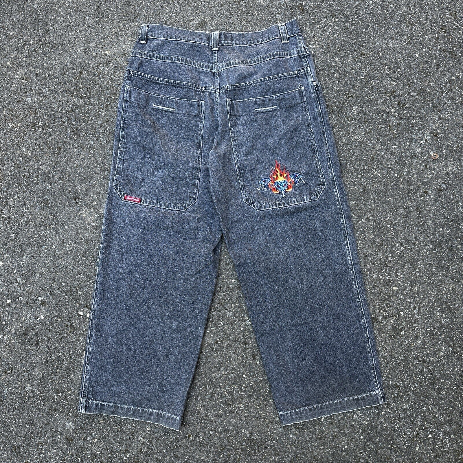 VTG JNCO Jeans Men's 38x32 Y2K Skater Wide Leg Flaming Snakes Skate Emo Grunge