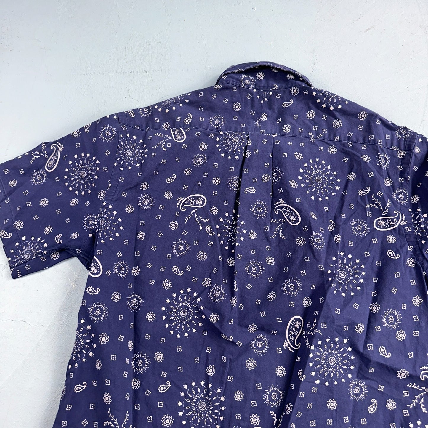 Ralph Lauren Custom Fit Paisley Navy Blue Geometric Pattern M Sleeve Button Up